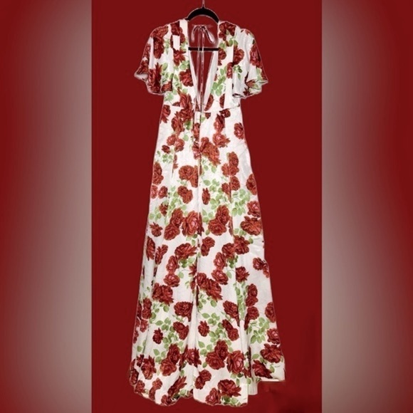 NEW Show Me Your Mumu Faye Flutter Maxi Dress, V-Neck, & Open Back with Tie, S - Picture 7 of 13